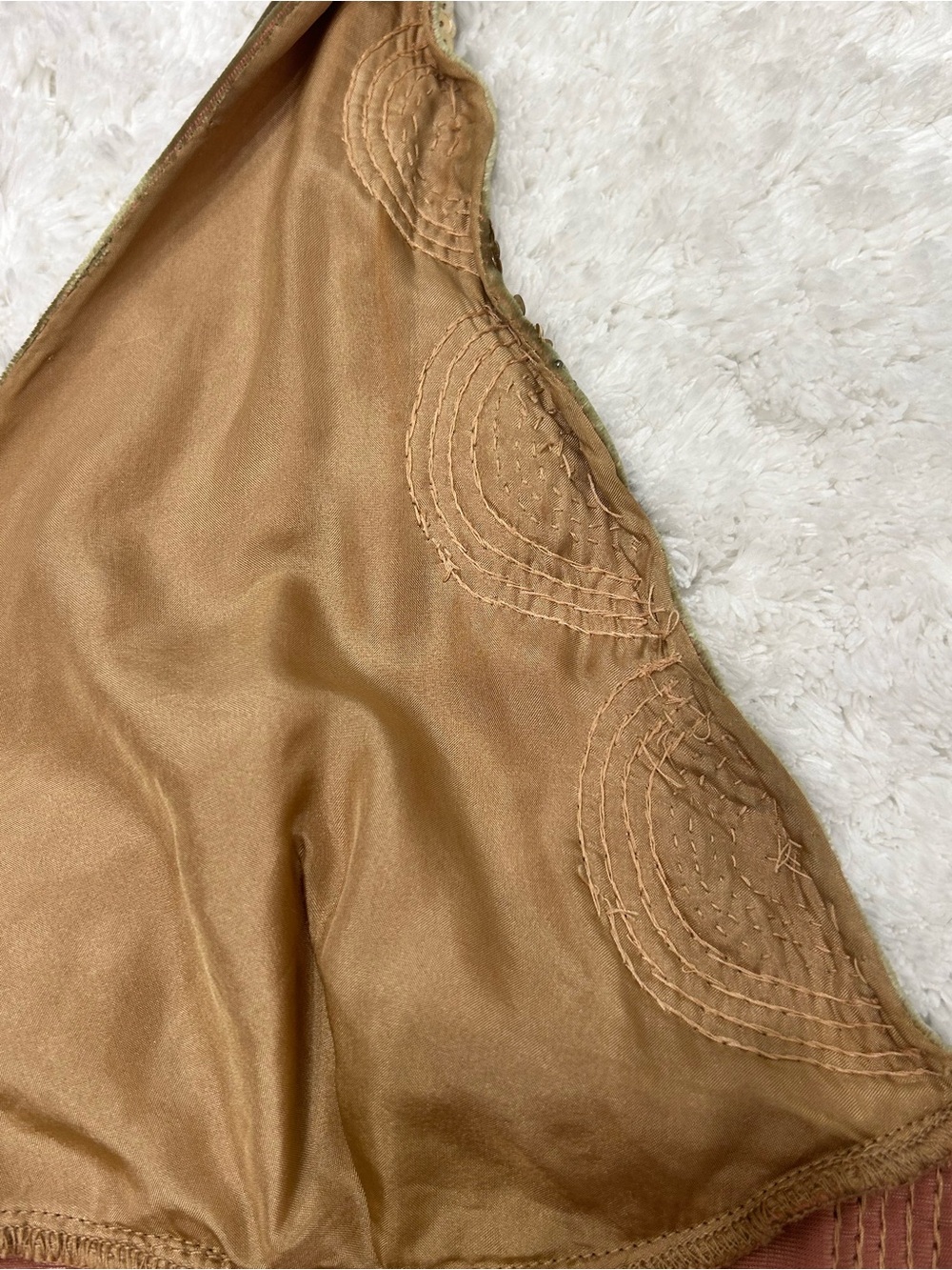Vintage Y2K Silk Velvet beaded and sequin Halter Top - Picture 8 of 9